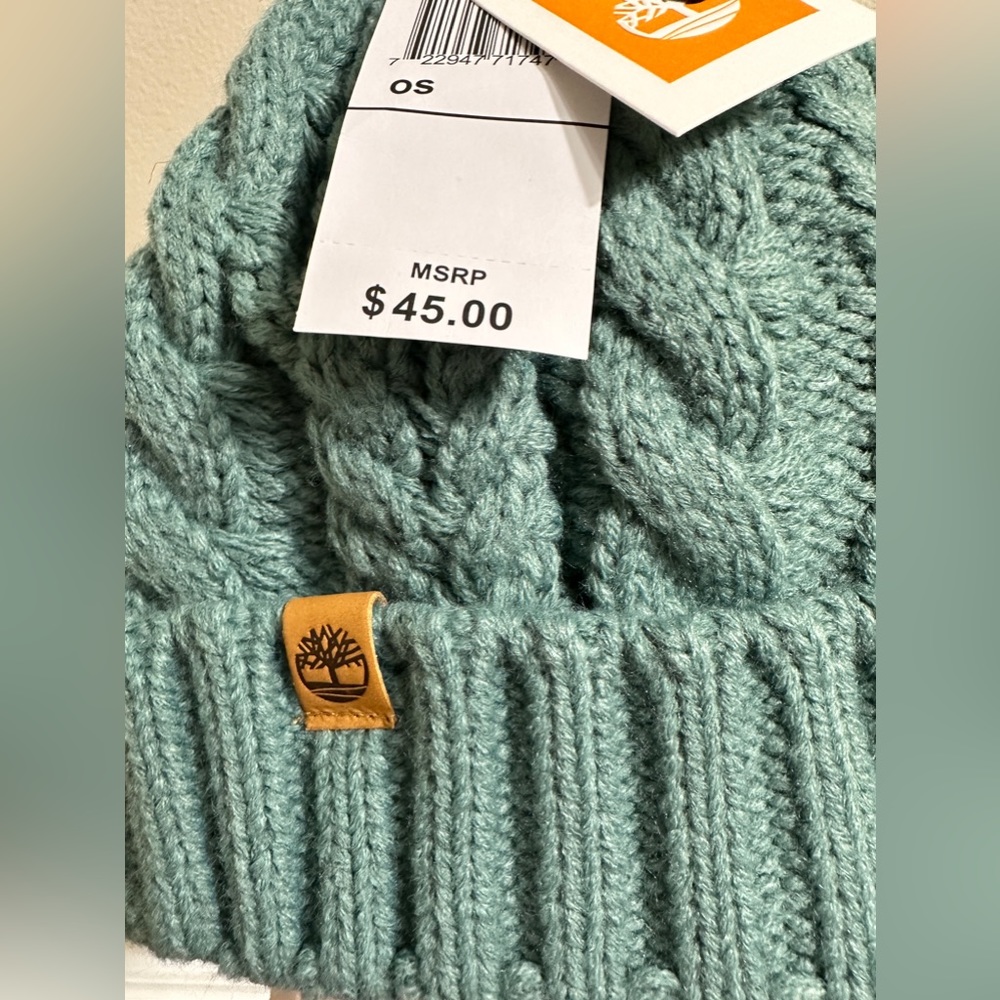 Timberland Fur Top Cable Knit Hat - Fluffy Warm and Cozy Inside